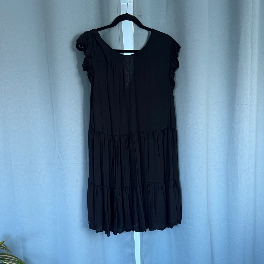 Wilfred Black Mini Dress with Ruffle Sleeves